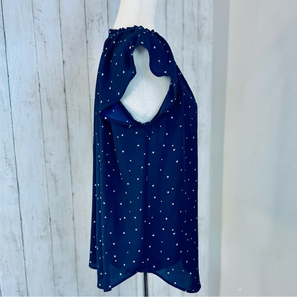✨ LOFT | Navy Star Print Blouse – Size Small ✨ - Picture 4 of 12